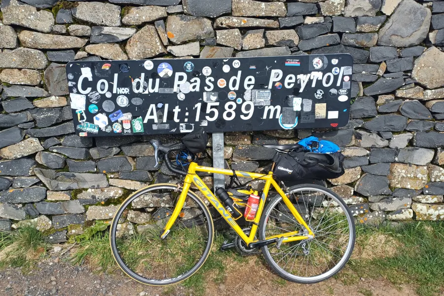 Panneau du col de Pas de Peyrol, vélo de route